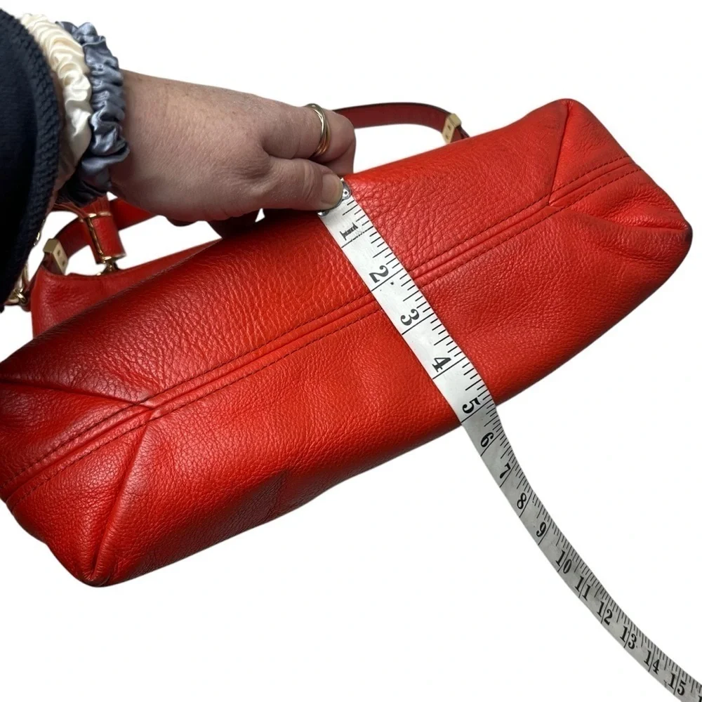 Michael Kors Hobo Bag Orange Red Soft Pebbled Leather with Tassel Large 2 Straps